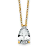 14k 4 carat Lab Grown Diamond VS+ F+ Pear Complete 18 inch Four Prong Pendant Necklace